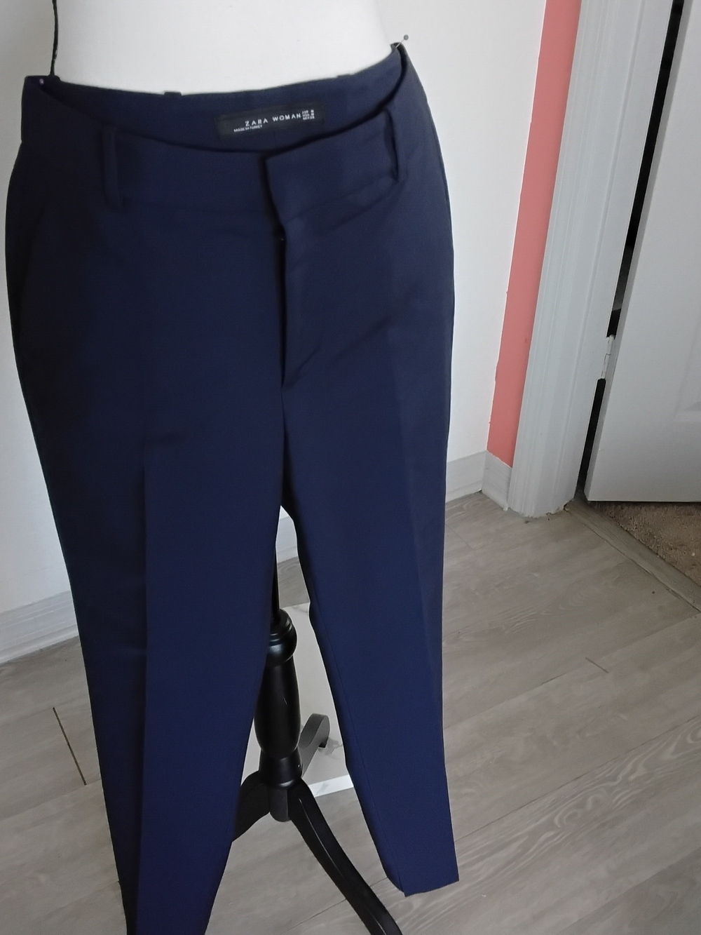 Zara Women Navy Straight Tailored Trousers